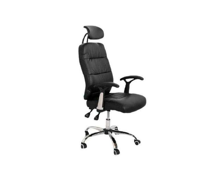 SMTE 309 - Reclining Office PU Leather Chair with Head & Arm rests - Black with keychain