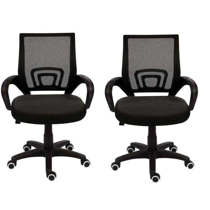 SMTE 2 Pcs Ergonomic Mid-Back Office Chairs with keychain