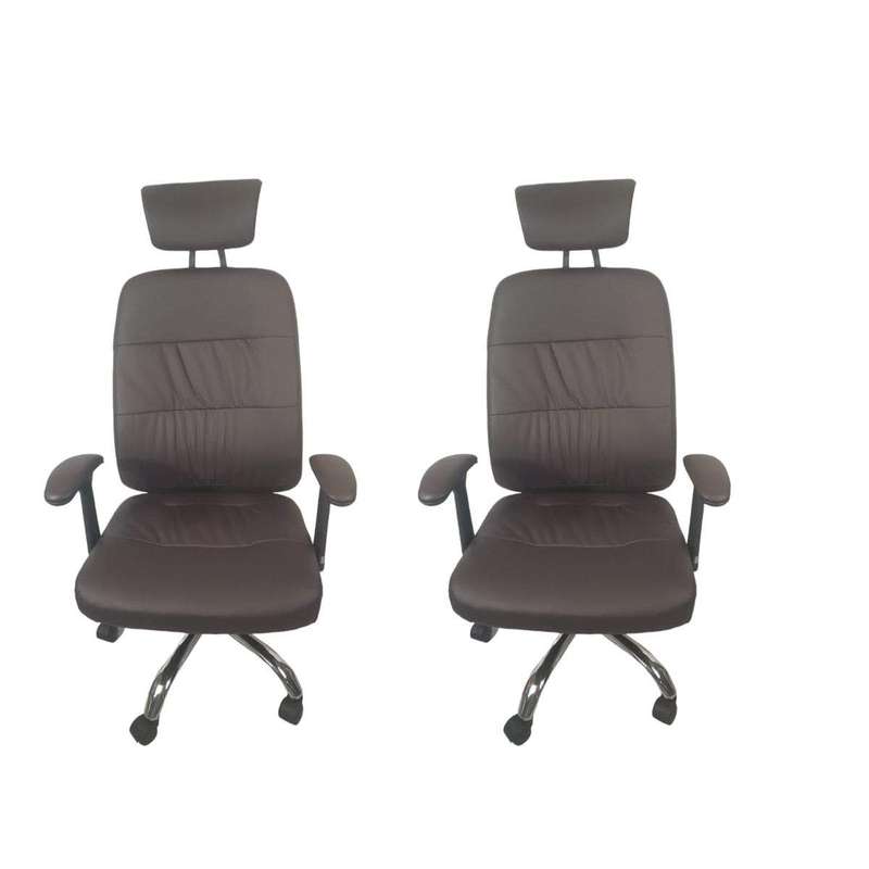 SMTE - Set of 2 Leather Office Chair - Black with keychain
