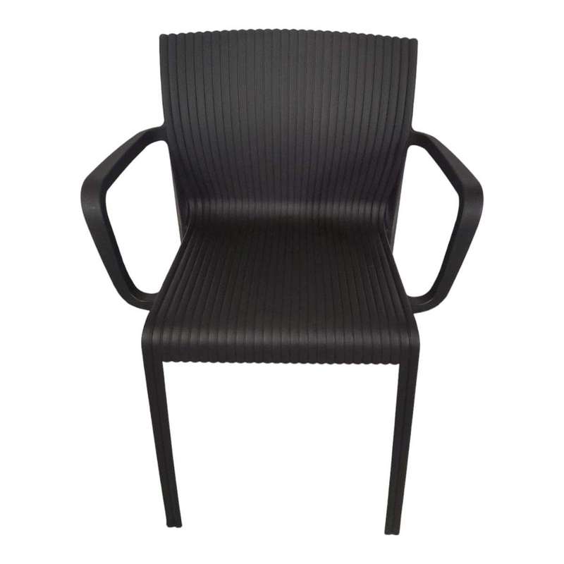 Smte - High Back Plastic Chair with armrests - Black with keychain