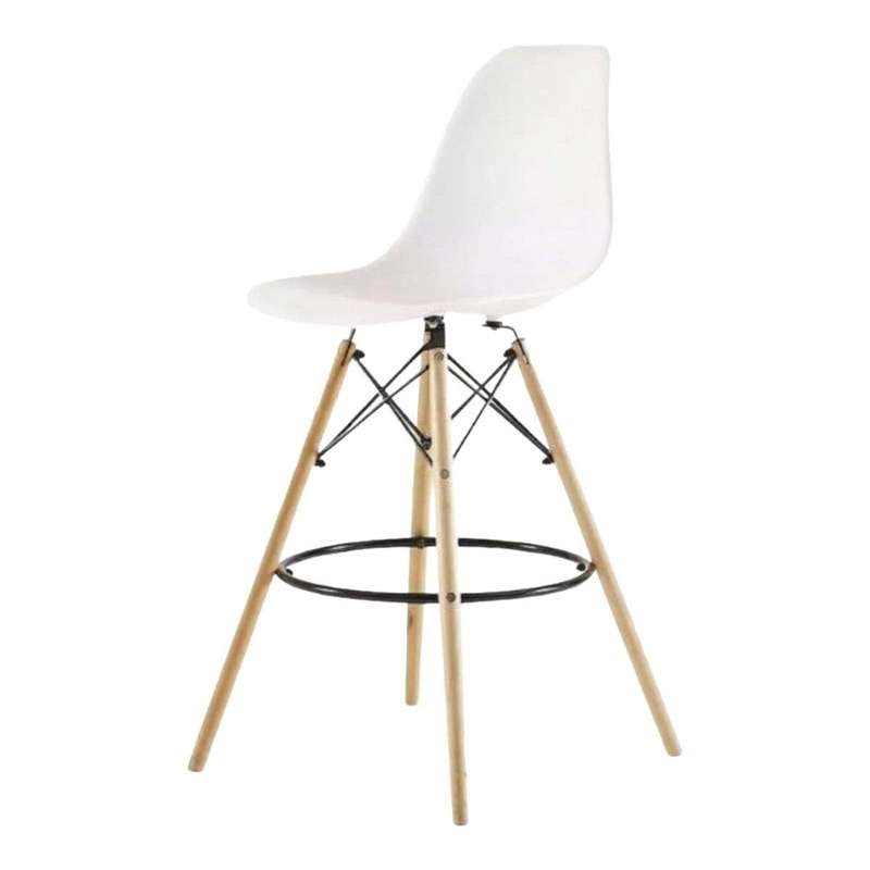 SMTE - Modern Style Ring Chair Counter/Bar Stools - Assembled - White with keychain