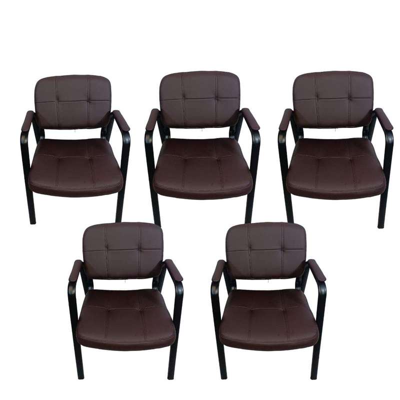 Smte - Leather Office Chair set of 5 - Brown with keychain