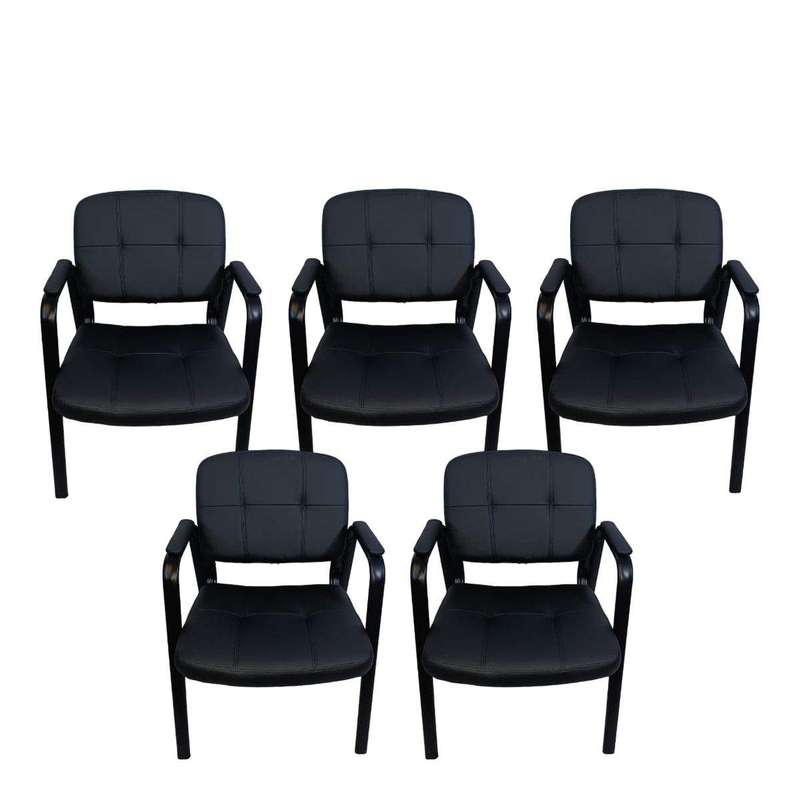 Smte - Leather Office Chair set of 5 - Black with keychain