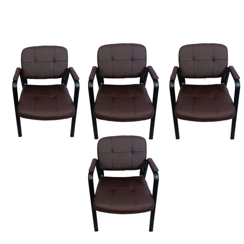 Smte - Leather Office Chair set of 4 - Brown with keychain