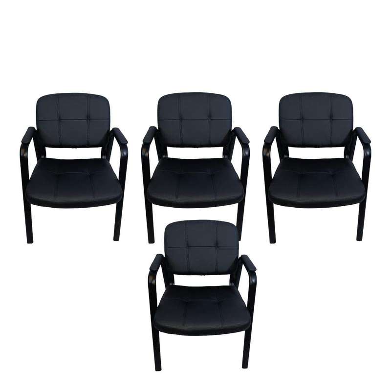 Smte - Leather Office Chair set of 4 - Black with keychain