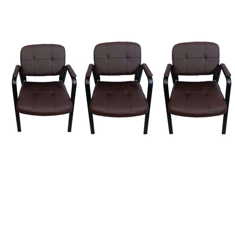 Smte - Leather Office Chair set of 3 - Brown with keychain