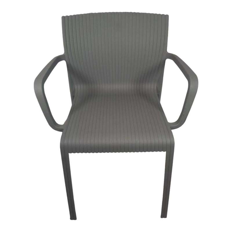 Smte - High Back Plastic Chair with armrests - Grey with keychain