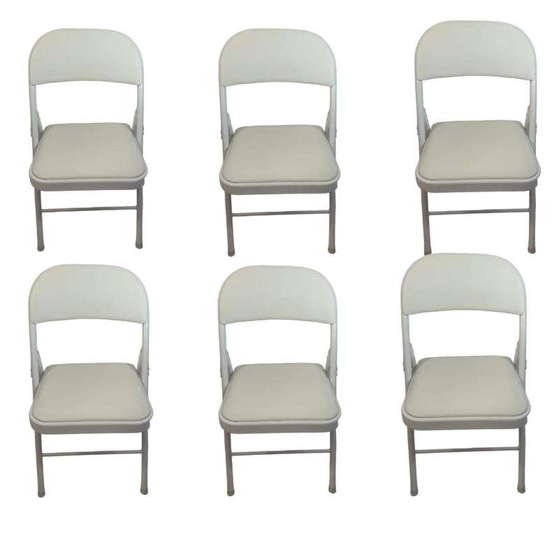 SMTE - Foldable Outdoor Chairs - 6 Pack - White with keychain