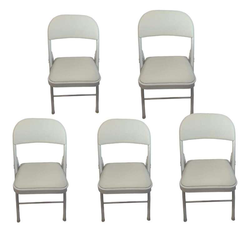 SMTE - Foldable Outdoor Chairs - 5 Pack - White with keychain