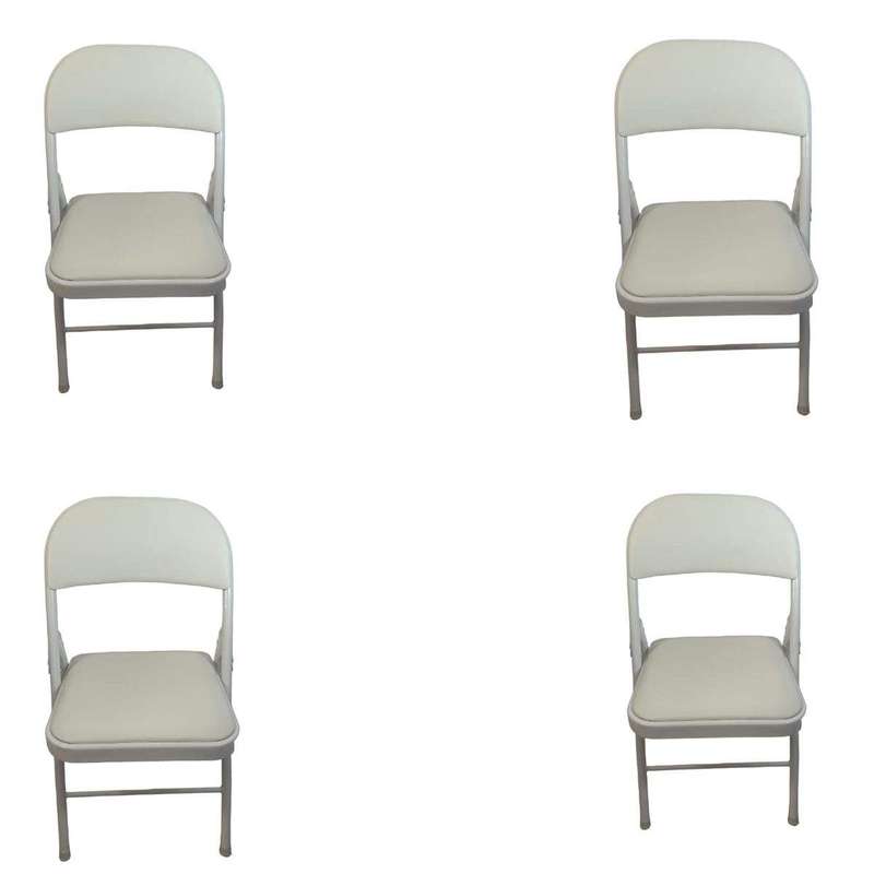 SMTE - Foldable Outdoor Chairs - 4 Pack - White with keychain