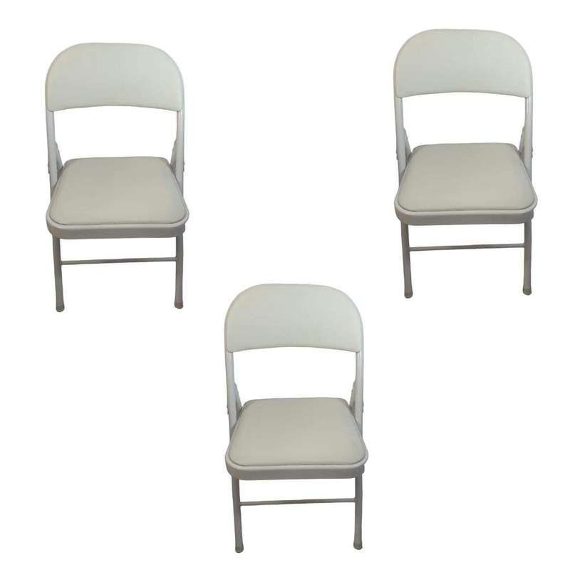 SMTE - Foldable Outdoor Chairs - 3 Pack - White with keychain