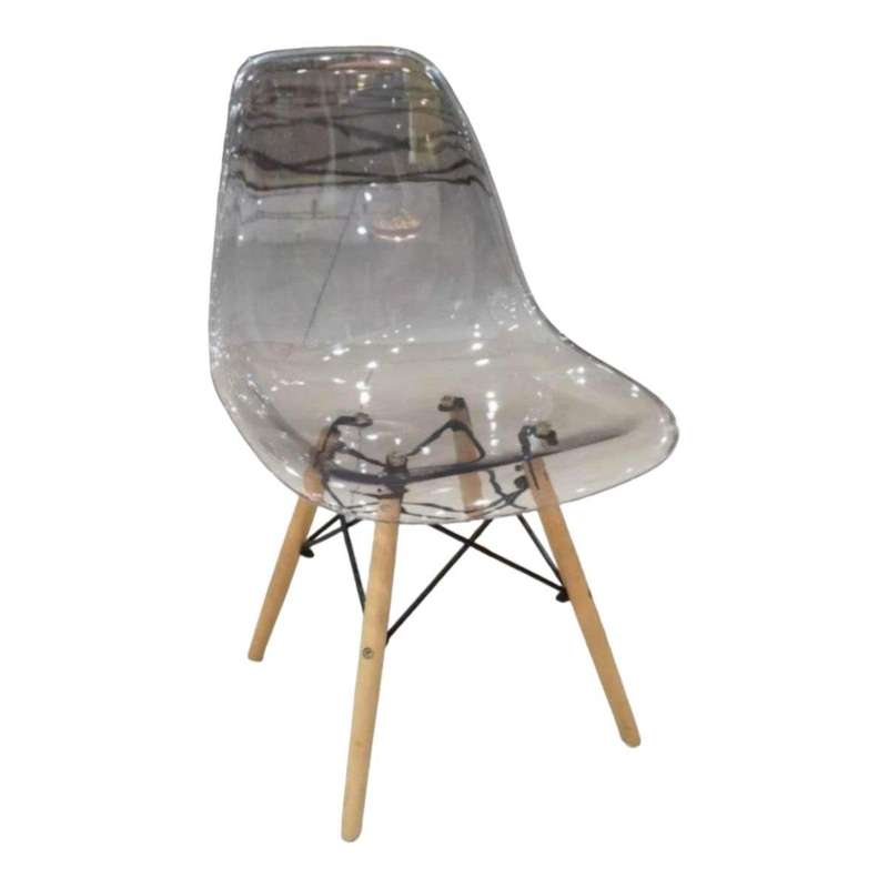 Smte - Clear Eames Chair with Wood Legs-Transparent with keychain