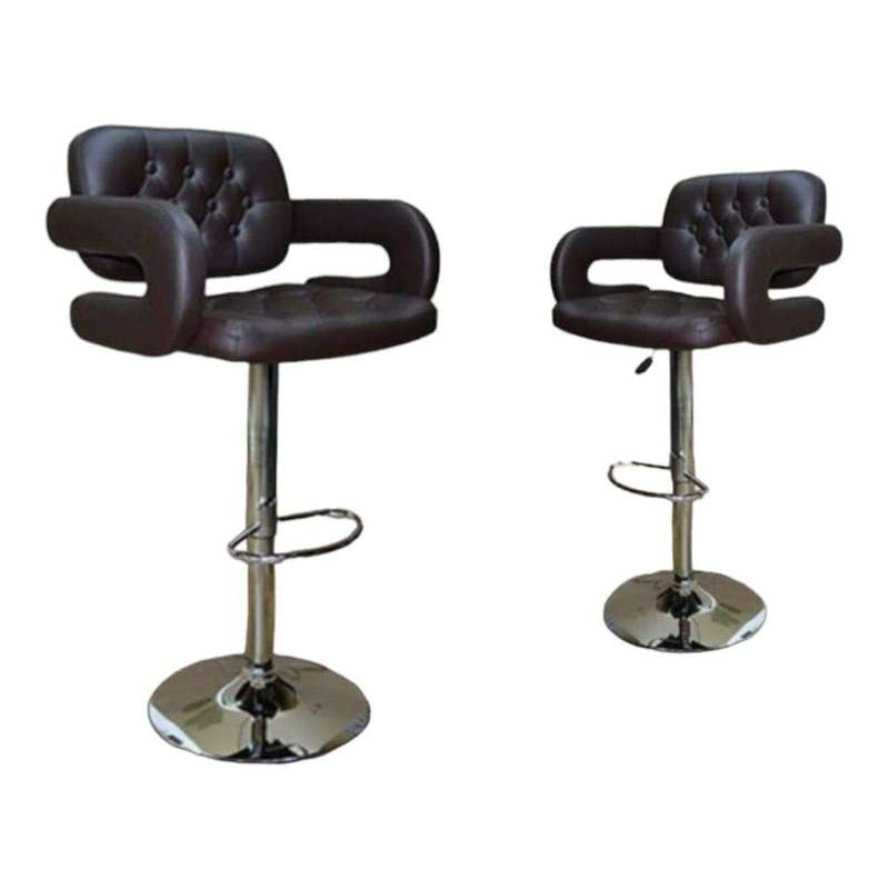Smte - Bar Stools / Kitchen Counter Breakfast Chairs-Set of 2 -Brown with keychain