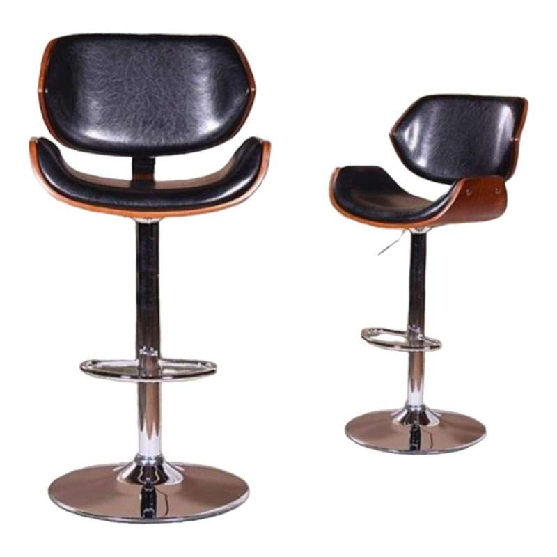 Smte - Bar Stools / Kitchen Counter Breakfast Chairs - Set of Two-Black with keychain