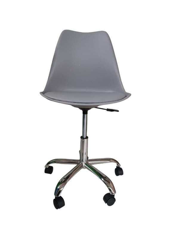 SMTE - A305-W Grey Plastic Office Chair with Chrome Base and Wheels with keychain