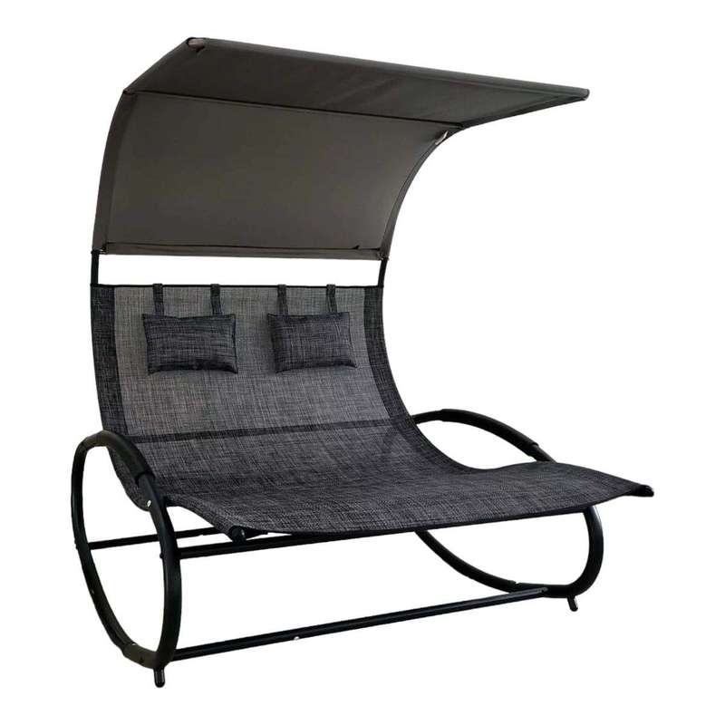 SMTE - 3 Seater Plastic Swing Chair with Canopy-Grey with keychain
