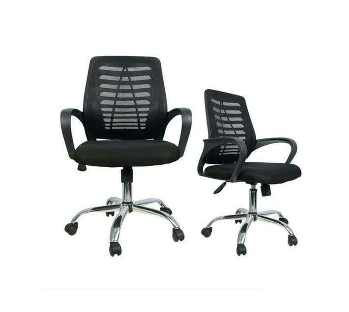 SMTE - 253 Ergonomic Mesh 360 Swivel Office Chair With Armrest - Pack of 2 with keychain