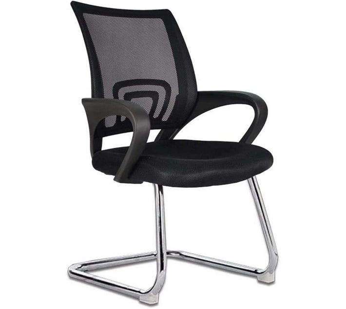 SMTE - 233c - Black Cantilever Chair with Mesh Cover and Floor Protectors with keychain