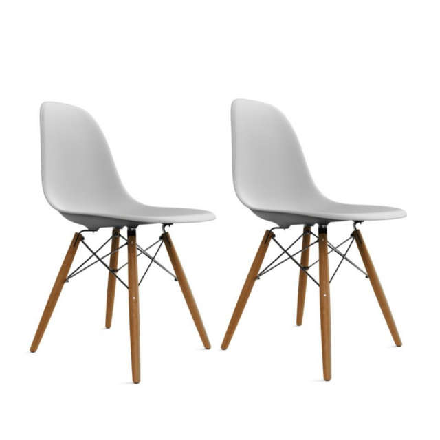 SMTE Wooden Leg Chair - Grey (2 Pieces) with keychain