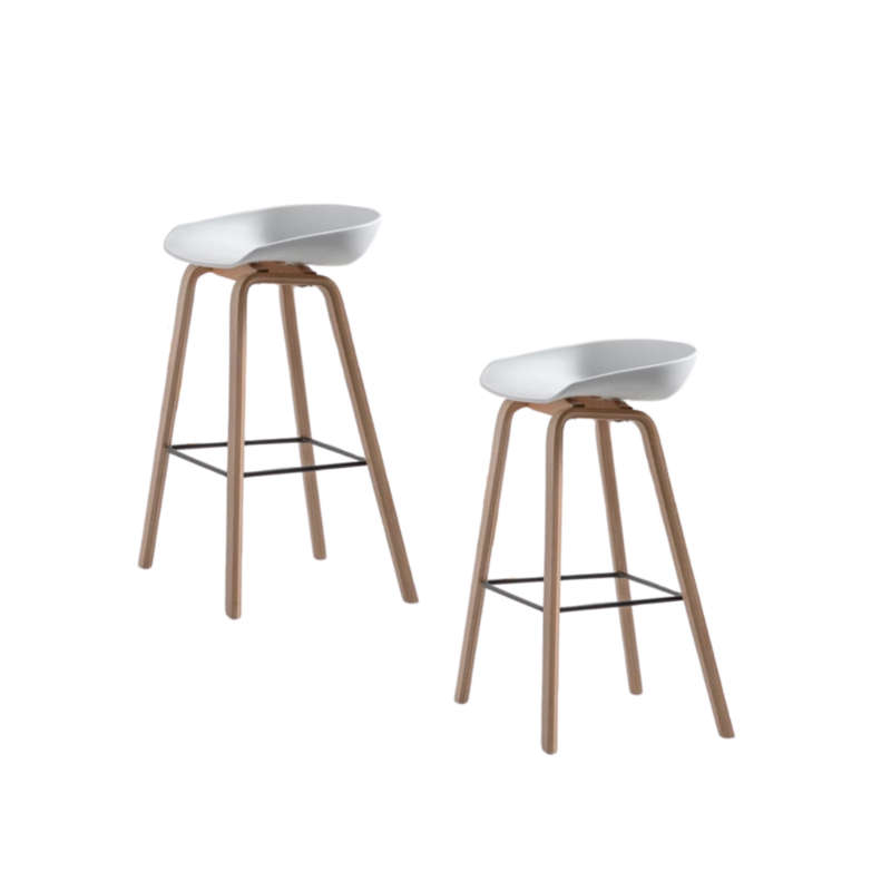 SMTE White Kitchen Bar Stool - Set of 2 Chairs with keychain
