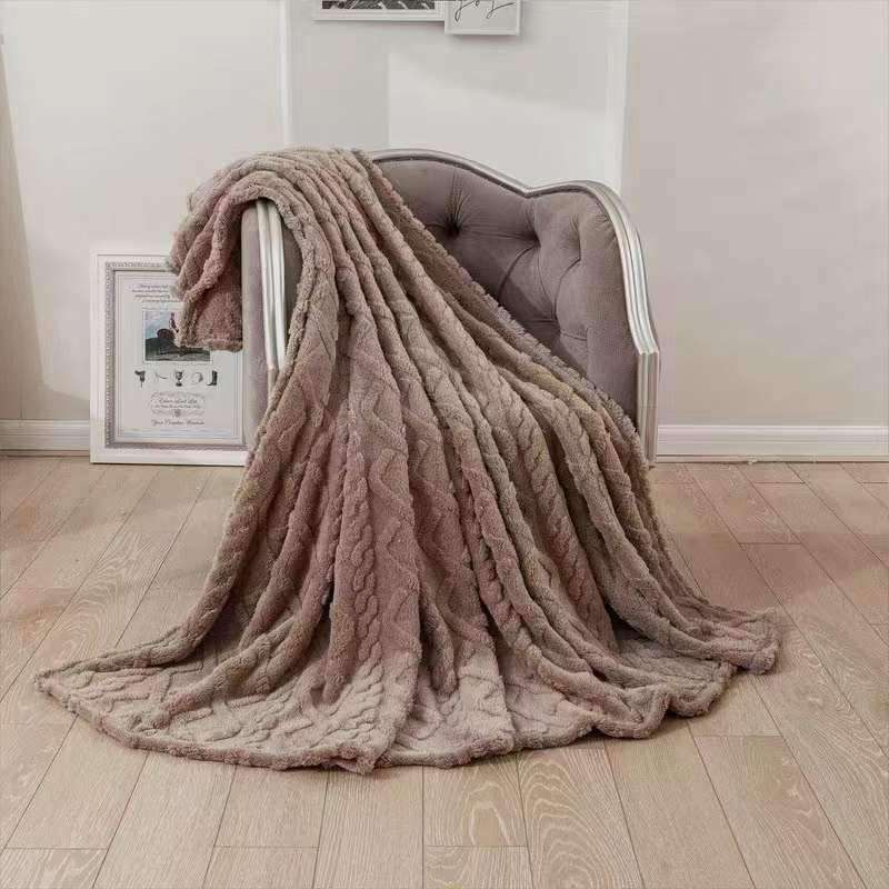 SMTE Warm Throw Fleece Soft Blankets Double - Dark Brown with keychain