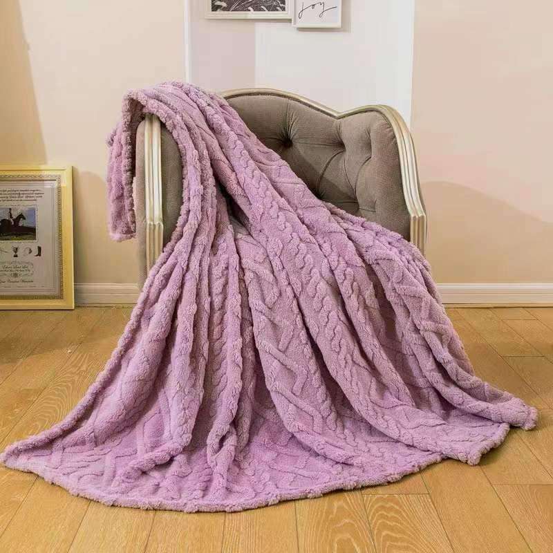 SMTE Warm Throw Fleece Soft Blankets Double - Purple with keychain