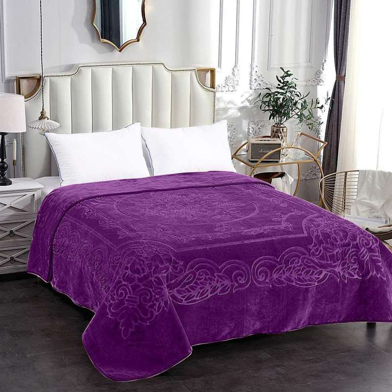 SMTE Camel - Luxury Mink Blanket 220x200cm - Warm Winter Fleece - Berry with keychain