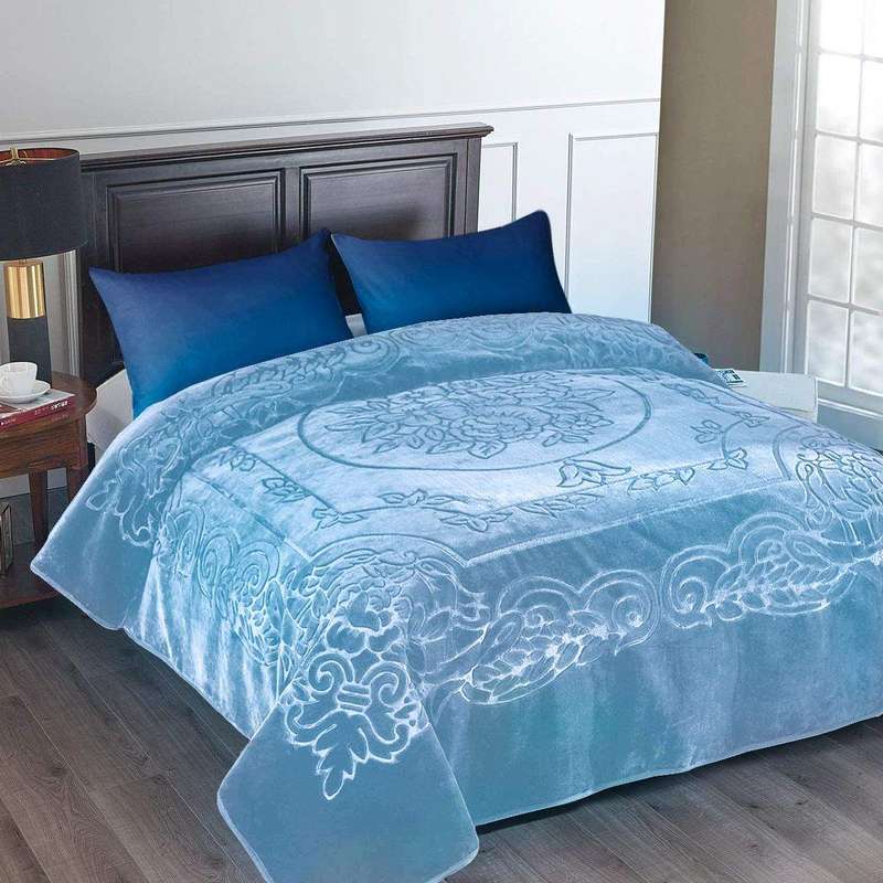 SMTE Camel - Luxury Mink Blanket 220x200cm - Warm Winter Fleece - Caribbean Blue with keychain