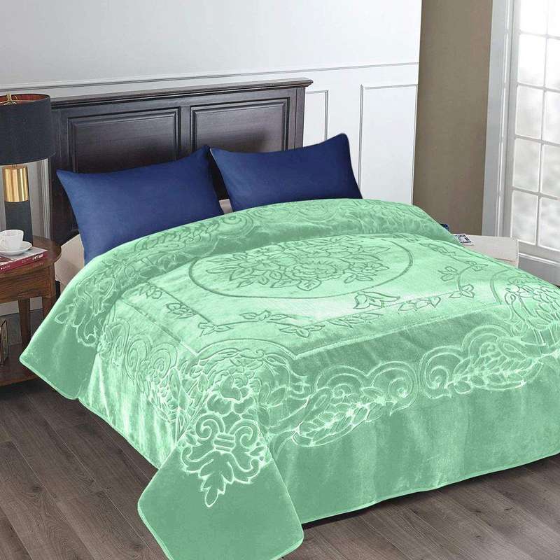 SMTE Camel - Luxury Mink Blanket 220x200cm - Warm Winter Fleece - Mint with keychain