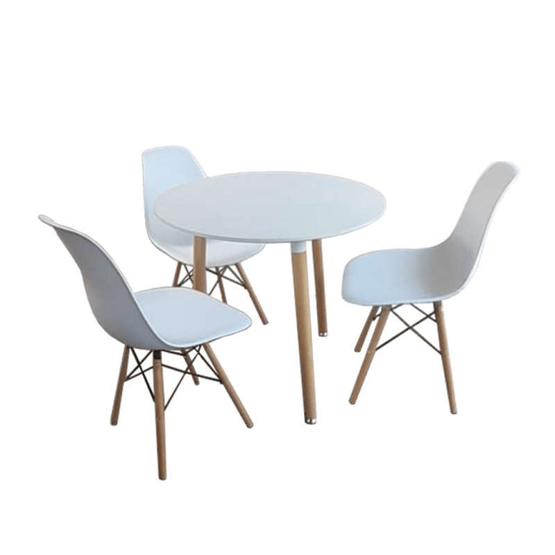 SMTE Three White Chairs And A Table Set with keychain