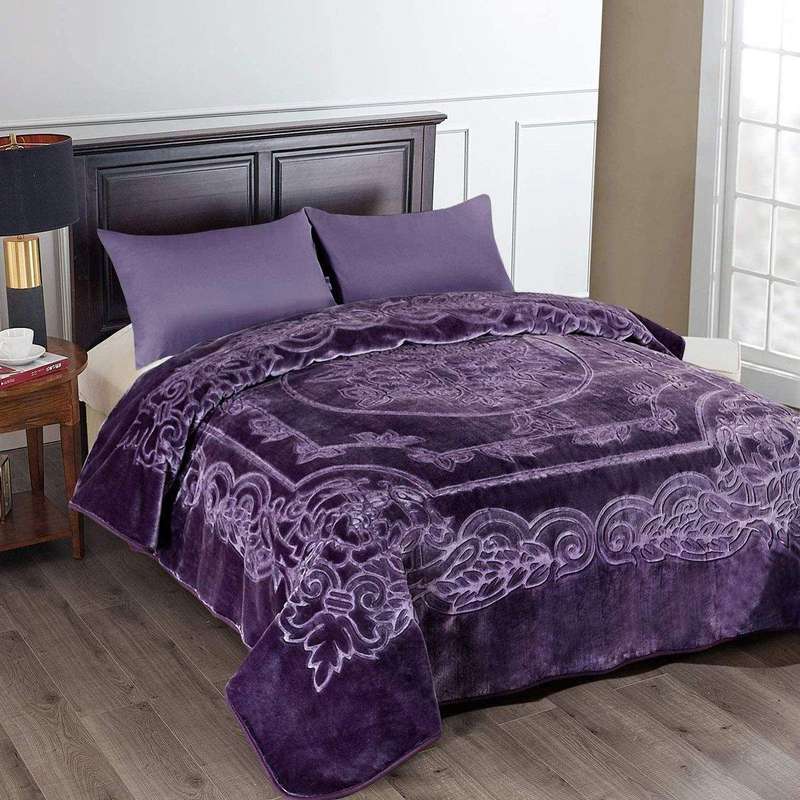 SMTE Camel - Luxury Mink Blanket 220x200cm - Warm Winter Fleece - Purple Rain with keychain