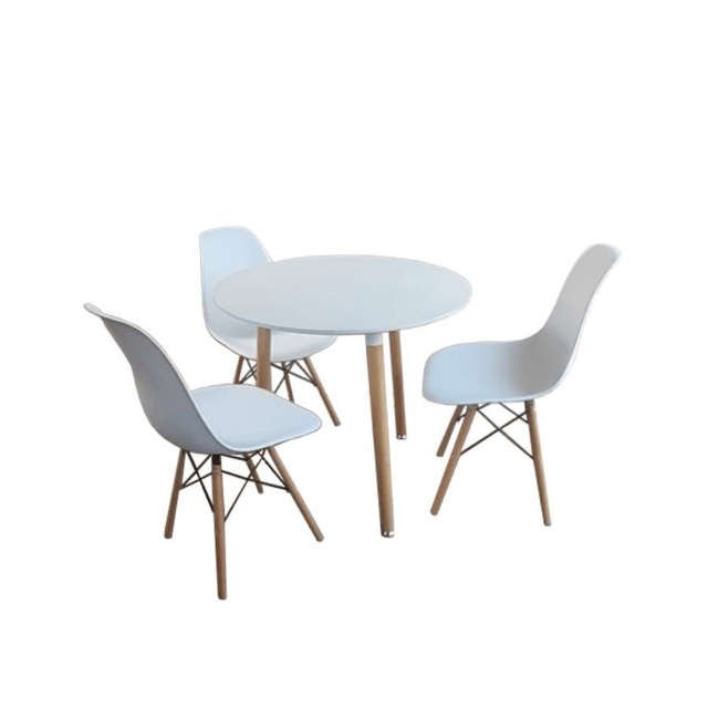 SMTE Table & 3 chairs - White with keychain