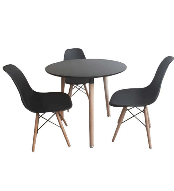 SMTE Table & 3 Chairs - Black with keychain
