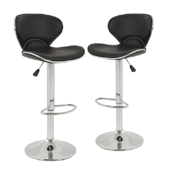 SMTE Swivel Bar Chairs Counter Height Bar Stools - Set of 2 - Black with keychain