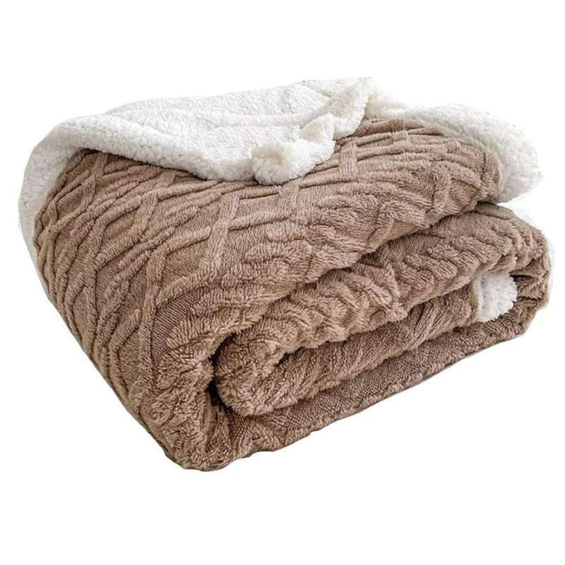 SMTE Polyester Warm Flannel Fluffy Throw Fleece Soft Thick Blankets - Brown with keychain