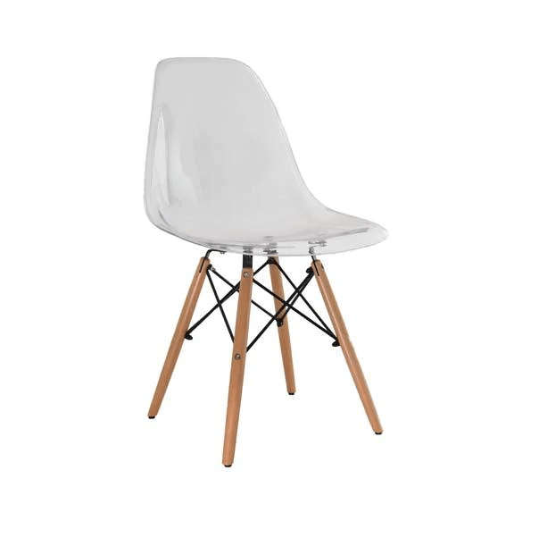 SMTE Stylish Transparent Color Dining Wooden Leg Chair - Grey with keychain