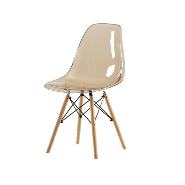 SMTE Stylish Gold Transparent Wooden Leg Chair with keychain