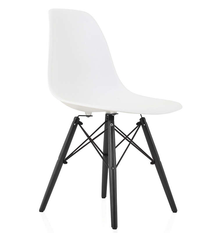 SMTE Pre Assembled - Modern Wooden Leg Chair - White with keychain