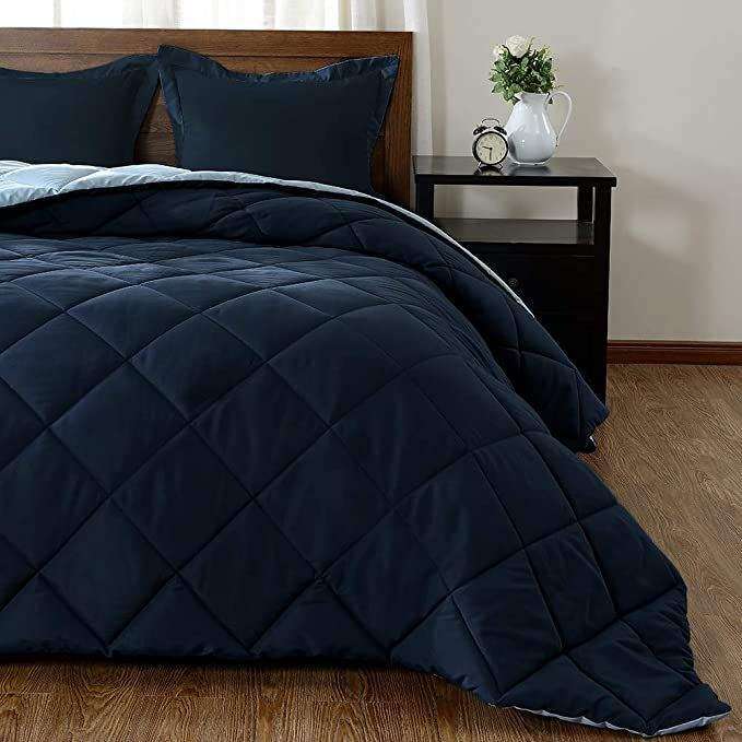 SMTE Reversible Comforter - Navy/Sky Blue with keychain