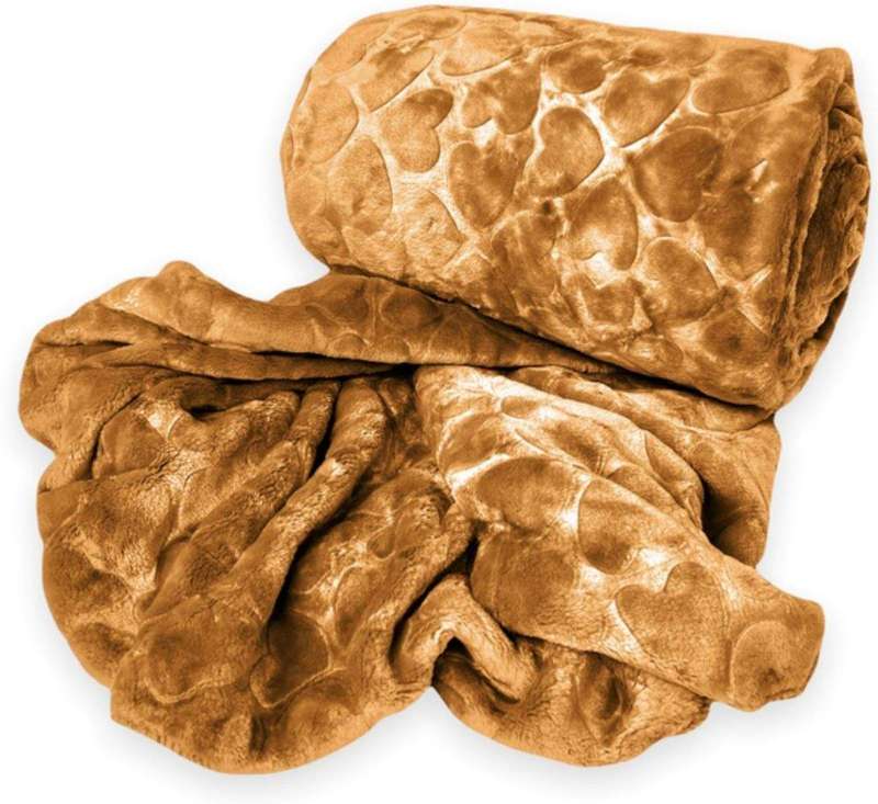 SMTE Polyester Heart All Double?Fleece Blanket - Dark Brown with keychain