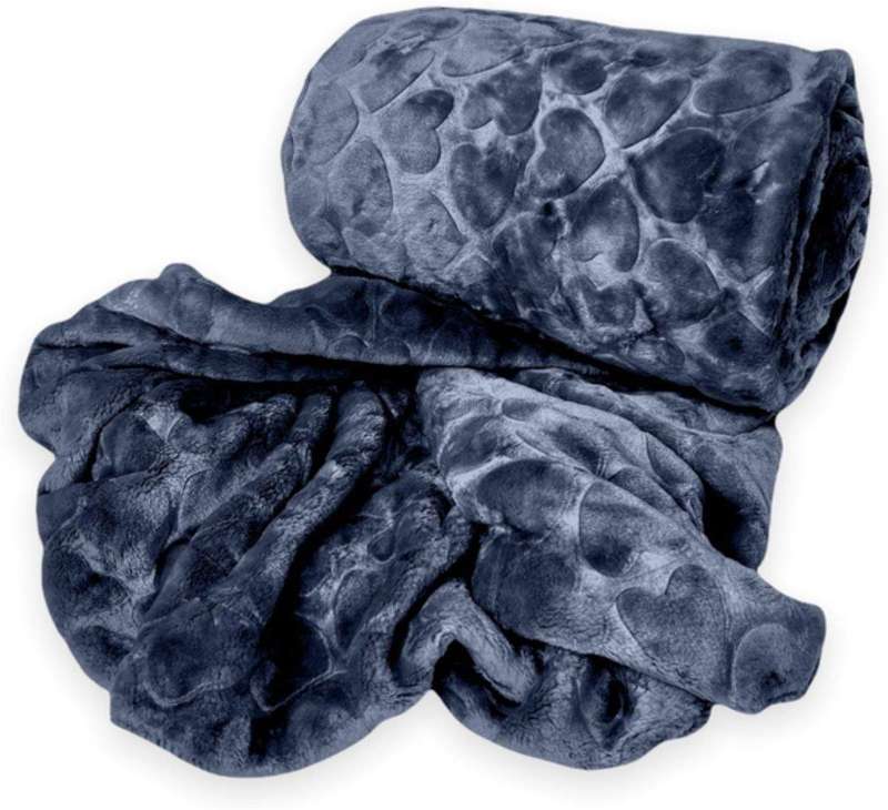 SMTE Polyester Heart All Double?Fleece Blanket - Dark Grey with keychain
