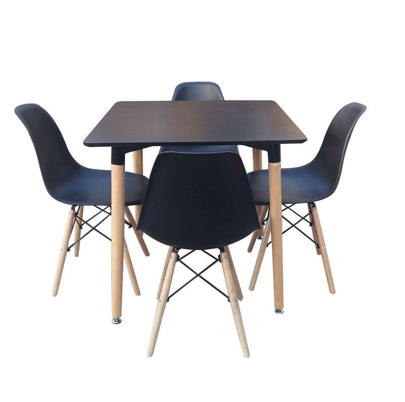 SMTE Square Table with 4 Chairs - Black with keychain