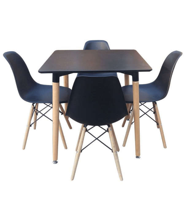 SMTE Square Table with 4 Chairs - Black with keychain