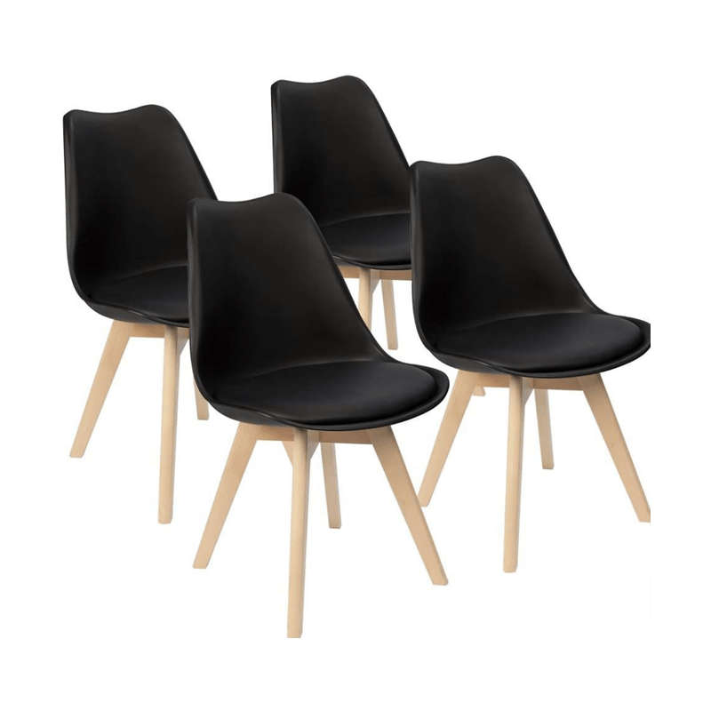 SMTE Set of 4 Padded Seat Wooden Leg Dining Chair with keychain