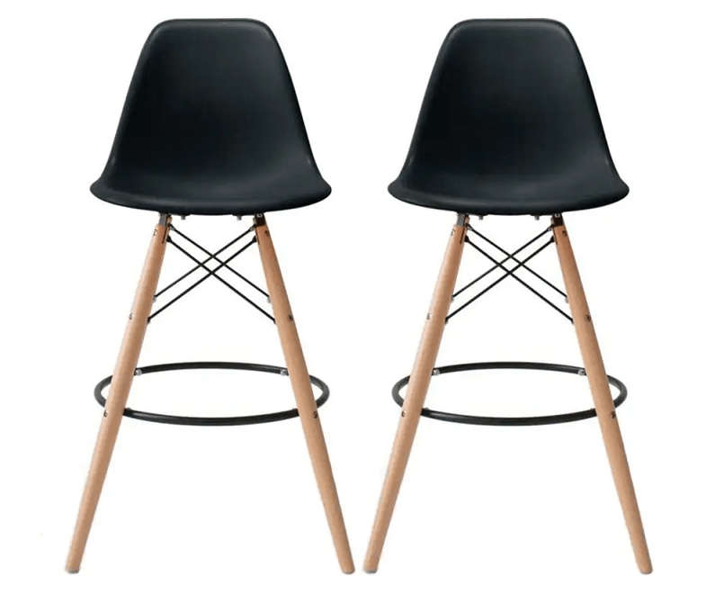 SMTE Set of 2 Modern Armless Counter / Bar Chairs with keychain