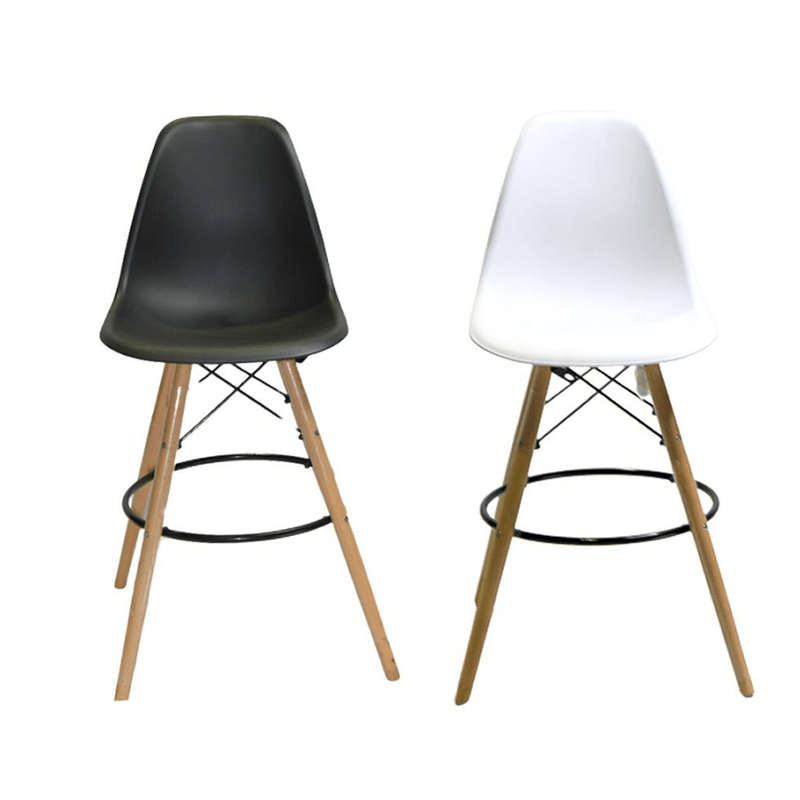 SMTE Set of 2 Kitchen Bar Chairs - Black & White with keychain