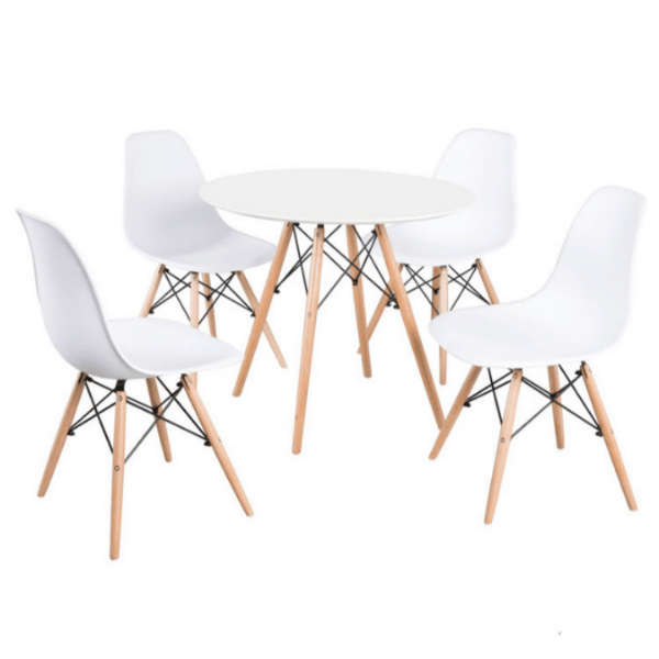 SMTE Round Coffee Table with 4 Chairs with keychain