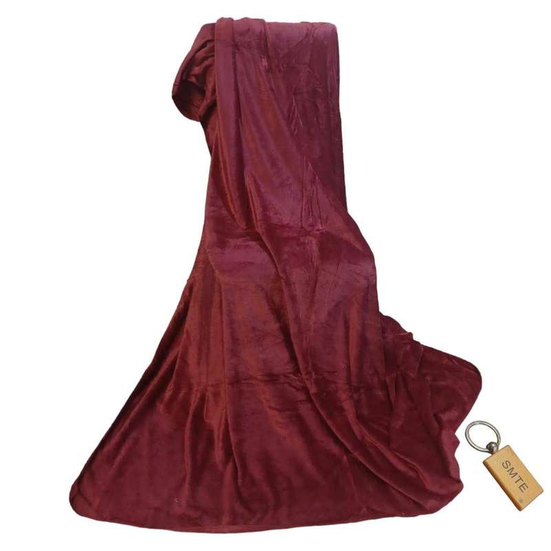 SMTE Compact Travel Fleece Blankets 180 x210cm +Smte Keyring - Red with keychain