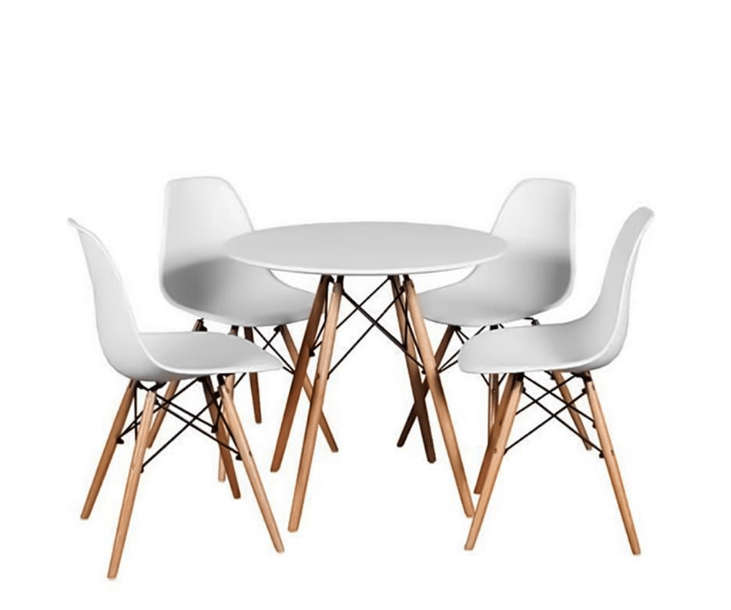 SMTE Round Table with 4 Chairs - White with keychain