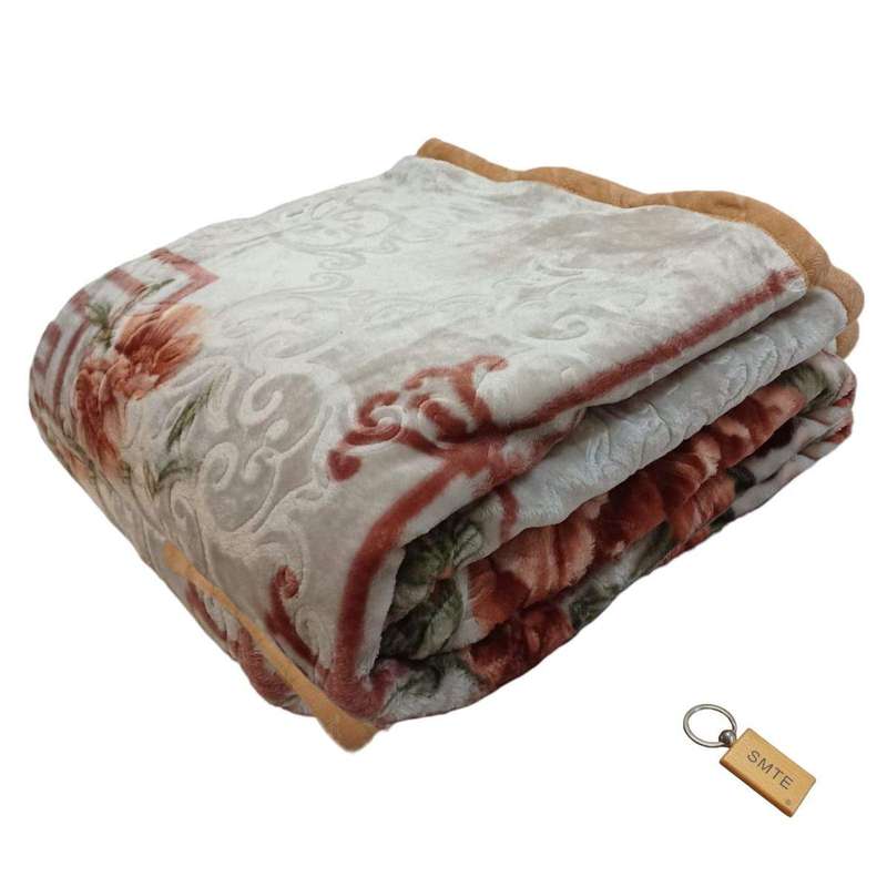 Smte :Cozy 2-Ply Non-Fiber Blanket: Keep Your Winter Warm +Smte Keyring - Cream with keychain